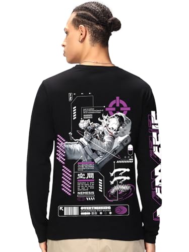 Image of Bewakoof Men's Cotton Jersey Graphic Print Regular Fit Full Sleeve Round Neck T-Shirt | Tshirt for Man | Tshirt for Men Cotton | Tshirts for Men Stylish | Casual Wear | Street Wear