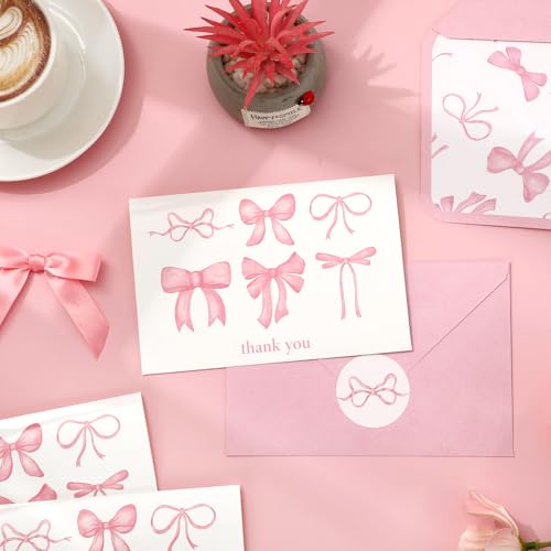 Cartes de remerciement anniversaire et mariage à nœud rose Whaline pour vos invités