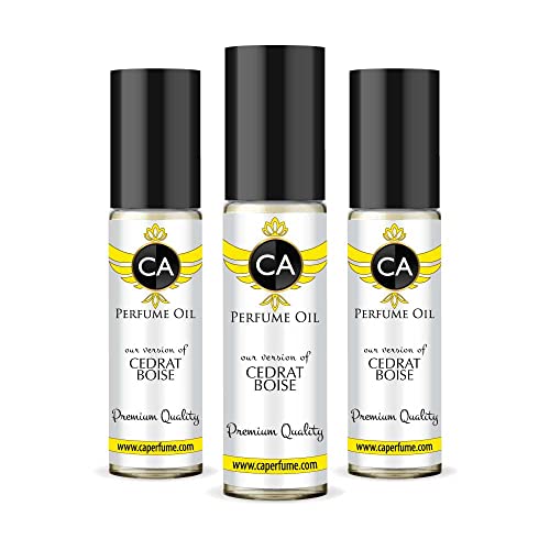 CA Perfume Impression of Cedrat Boise For Women & Men Replica Fragrance Body Oil Dupes Alcohol-Free Essential Aromatherapy Sample Travel Size Concentrated Long Lasting Attar Roll-On 0.3 Fl Oz-X3