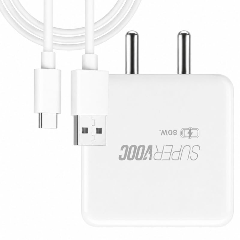 Image of 80W SUPERVOOC Charger Adater Compatible for Oneplus 13 /13R /12 /12R /11 /11R /10 /10 Pro /9 /9 Pro / 9R / 8 / 8T /7 /Nord /CE 3 & Other Devices -JJ White
