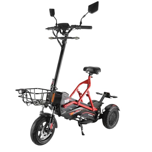 F020 Triciclo Electrico Adulto, Batería Extraíble de 48V/ 22.5Ah, Triciclo Plegable, Cesta Delantera, Velocidad Ajustable para Adultos y Ancianos