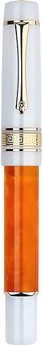 erofa Majohn M400 - Pluma estilográfica extra fina con convertidor, acrílico naranja y blanco para escribir