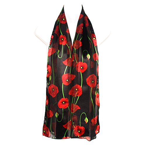 Hat To Socks Poppy Print Floral Chiffon Satin Scarf Ideal for Remembrance Day2