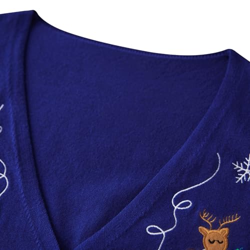 Image of SOLILOQUY Christmas Sweater Vest for Women Button Down Embroidery Knit Vest