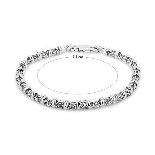 Vanbelle Sterling Silver Jewelry Hand-Made Byzantine Chain Bracelets With Rhodium Plating For Men And Women #TOP2
