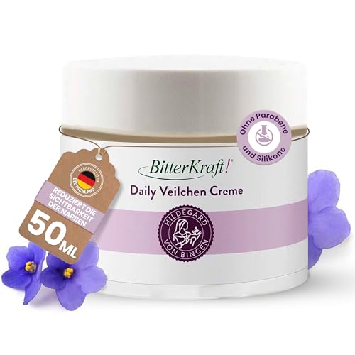 BitterKraft! Veilchencreme - Narbensalbe zur Regeneration & Pflege der Haut – Feuchtigkeitscreme auch bei Narben & Pigmentstörungen geeignet – 100% natürlich, vegan & Made in Germany (50 ml)