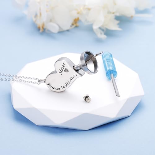 Cremation Urn Necklace for Ashes 925 Sterling Silver Dad Forever in My Heart Keepsake Memorial Pendant Waterproof Urn Jewelry for Women Men2