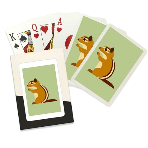 Lantern Press Chipmunk Geometric Baraja de 52 Naipes Póker