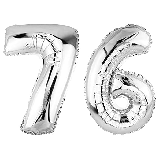 DekoRex Globo plateado de 82 cm para cumpleaños o bodas (número 76)