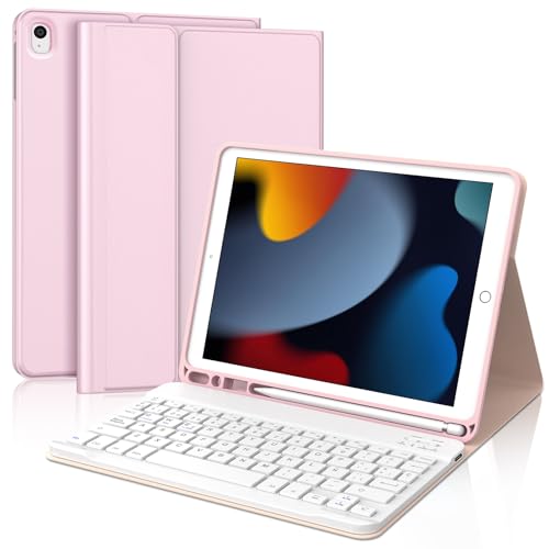 Teclado para iPad 9 Gen y 8 Gen IVEOPPE Español Ñ con Funda Magnética Color Rosa 1