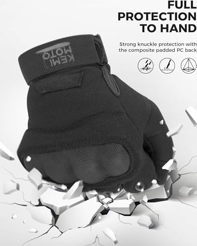 KEMIMOTO Taktische Handschuhe, Arbeitshandschuhe, Militär Einsatzhandschuhe mit Kohlefaser Knöchelprotektor, Atmungsaktiv, Vollfinger, für Arbeit, Wandern, Jagd und Security