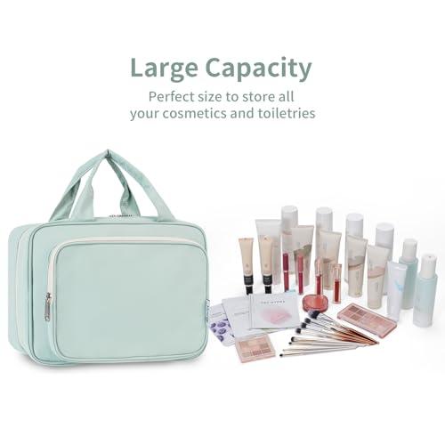 Image of Narwey Hanging Toiletry Bag for Women Toiletries Bag for Travel Size Essentials Accessories, A-Mint Green, Large