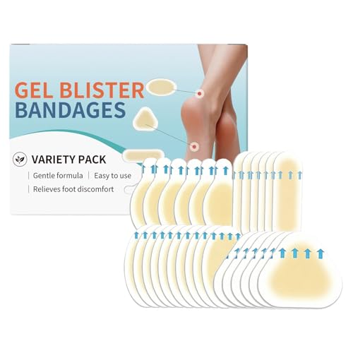 Vendas en ampolla para pies: 28 almohadillas de gel impermeables, cuidado protector del talón y los dedos, tiritas para aliviar la agonía, prevención de heridas, curación de ampollas, ideal para sende