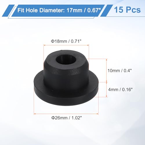 Image of uxcell 15Pcs Silicone Hole Plug, Waterproof Round Rubber Stoppers Bottle Seal Plugs Tube Pipe End Caps for 17mm /0.67 inch Hole for Bathtub Bottle, Black