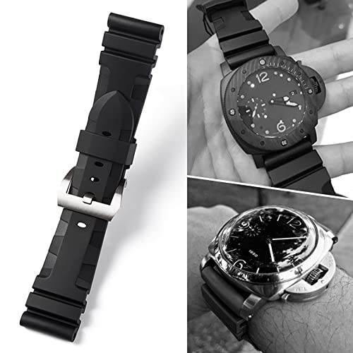 Nice Pies Men's Soft Silicone Watch Band Military Strong Rubber Replacement Watch Strap With Stainless Steel Wide Buckle Waterproof Sport Strap Black 24Mm 26Mm（Black Buckle 24Mm） #TOP6