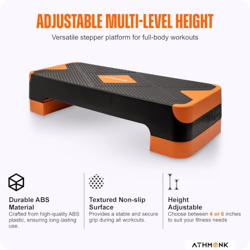 Image of Adjustable Multi-Level Aerobic Stepper Ultimate Equipment Gym Stepper for Home Workout | Enhance Stability, Flexibility, Strength | Home Cardio Exercise Aerobics Stepper for Women and Men