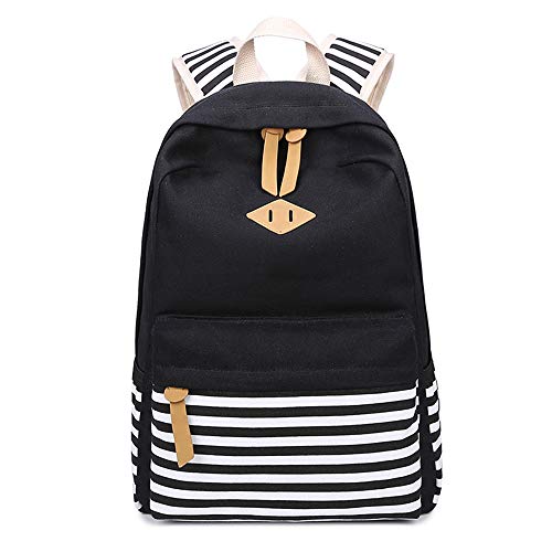 Sunborls Canvas Bookbag Teen Girls School Bag Striped College Backpack Set 3 in 1 with Shoulder Bag+Pencil Bag Sunborls Canvas Bookbag Teen Girls School Bag Striped College Backpack Set 3 in 1 with Shoulder Bag+Pencil Bag