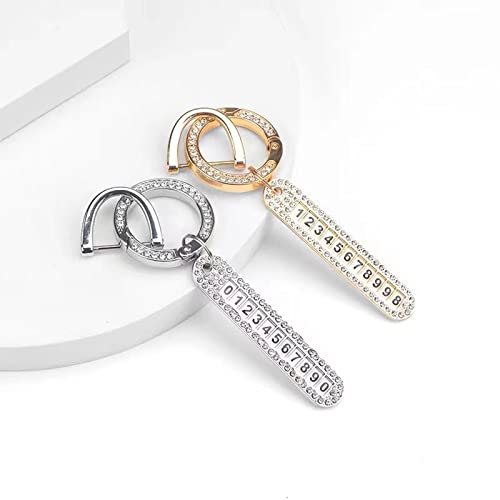 Porte-clés en diamant avec numéro de téléphone, porte-clés de voiture pour hommes et femmes, breloque anti-perte, d ' immatriculation de téléphone pour porte-clés, carte de – vue 4