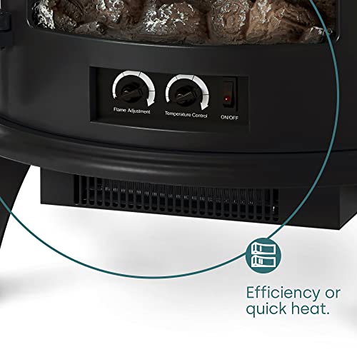 LIVIVO Log Fire Effect Panoramic Heater 1800W Heat Power with Independent LED Lighting and Heating Controls Automatic Overheat or Tip Over Safety Cut-Out (Black) - Image 4