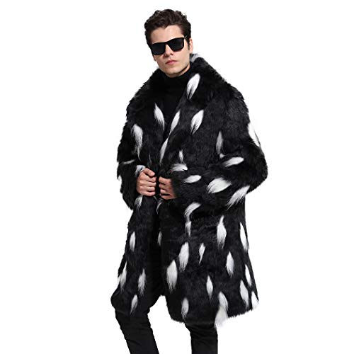 Umren Lafee Bridal Men's Luxury Faux Fur Coat Jacket Winter Warm Long Coats Overwear Outwear Black Xxxl #TOP3