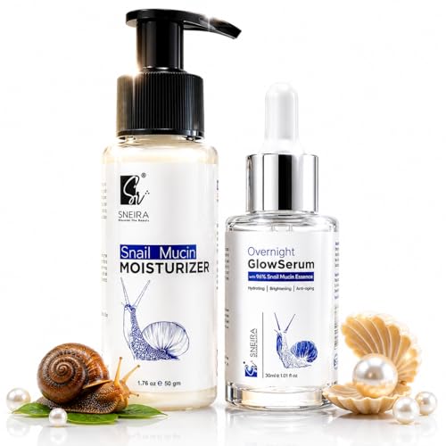 Image of Snail Combo 80ml, 96% Snail Mucin Glow Serum & Moisturizer|Helps Reduce Pimples with For Oily and Acne Prone Skin |Perfect Skin Renewal and Youth Boost
