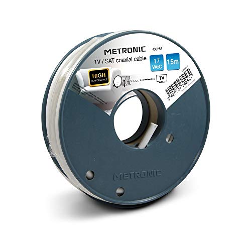 Metronic 438256 Câble coaxial TV/Sat 17 VAtC 15 m Blanc