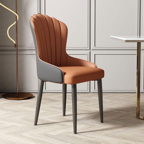 Moderno juego de 4 sillas de comedor de piel sintética con respaldo tapizado de color de contraste y reposabrazos, ideal para cocina, mostrador, sala de estar, esquina de recepción o zona de bañera