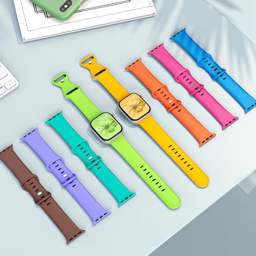 6 Pack Sport Band Compatible with Apple Watch Bands for Women Men, 38mm 40mm 41mm 42mm 44mm 45mm 46mm 49mm, Silicone Strap iWatch Band for Series 11 10 9 Ultra 8 7 6 5 4 SE 3 2 1 by Toutouzhang - Used condition - Image 2