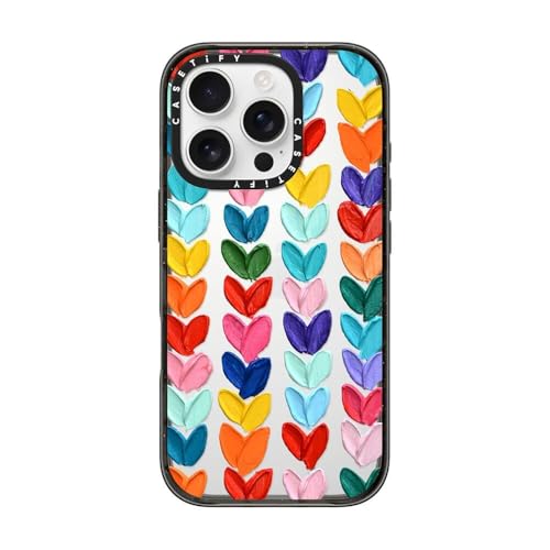 CASETiFY �C���p�N�g iPhone 16 Pro �P�[�X [�X���� / 2.5m�̗����������N���A (MIL�K�i4�{����) / ���C�����X�[�d�ɑΉ�] - Clear Polka Daub Hearts - �N���A �u���b�N