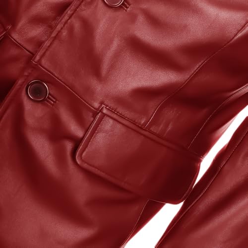 Lambskin Mens Leather Blazer 2 Button Sport Coat- Real Lambskin Blazers for Men Premium Leather Coat (Small, Red)2