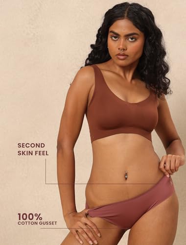 Image of Krvvy Low Waist Mid Coverage Seamless Bikini Panty for Women | Ultrasoft Underwear with 100% Cotton Gusset & Ventilation Holes