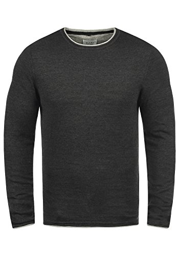 Blend Odin Herren Strickpullover Feinstrick Pullover Mit Rundhals Aus 100% Baumwolle, Größe:M, Farbe:Charcoal (70818)