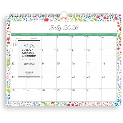 Blue Sky 2026-2027 Monthly Academic Year Wall Calendar, July 2026 - June 2027, 15 x 12, Durable Twin Wire Binding, Perfect For Home, Office And Classroom, Ditsy Dapple Light