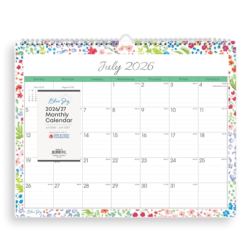 Blue Sky 2026-2027 Monthly Academic Year Wall Calendar, July 2026 - June 2027, 15" x 12", Durable Twin Wire Binding, Perfect For Home, Office And Classroom, Ditsy Dapple Light