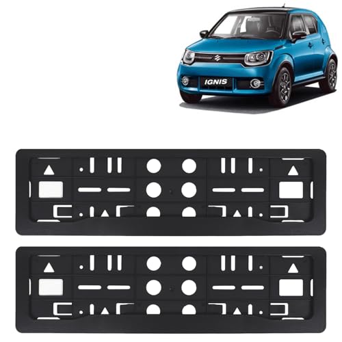 Image of KINGSWAY Ignis Car Number Plate Frames for All 2016 Onwards Models of Maruti Suzuki Car Registration Plate Holders, Black Licence Plate Covers (Front and Rear), Universal Size 51.5 x 14.5 cm