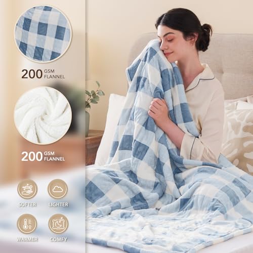 Homemate Electric Blanket Heated King Size - 100“x90“ Ultra Soft Cozy Flannel Heating Blanket with 10 Fast Heat Levels 8 Hours Auto Off Over-Heated Protection ETL Certification Keep Warm in Home