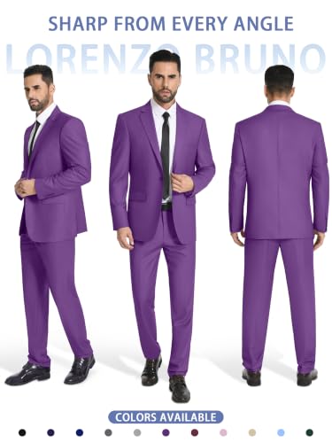 Image of Mens Suit 2 Piece Suits for Men One Button Slim Fit Solid Jacket & Pants Tuxedo Set Business Wedding Party Prom