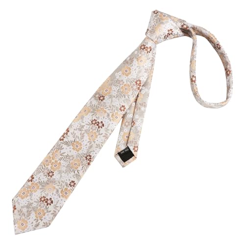 Image of Alizeal Mens 3.15'' Natural Flower Pattern Tie with Floral Pocket Square Set
