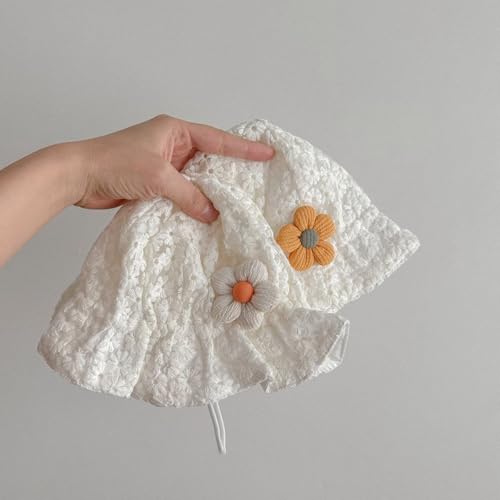 Infants Protective Sun Hat with Floral Accent, Comfortable Baby Flower Fisherman Hat Outdoor Basin Caps for Girls4