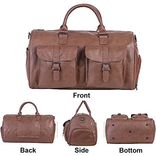 Seyfocnia Travel Duffel Bag With Shoe Compartment,Leather Weekender Duffle Bag Luggage Bags Overnight Carry On Bag thumb #1