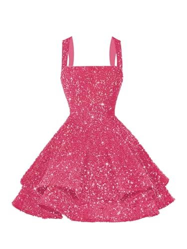 Image of vintys Teens Sequin Short Homecoming Dresses 16 Photo Shoot Tiered Cocktail Party Dress VS116