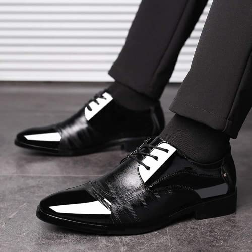 BORAMAX men's patent leather tuxedo lace-up pointed shoes business PU leather shoes casual comfortable men's suit shoes2