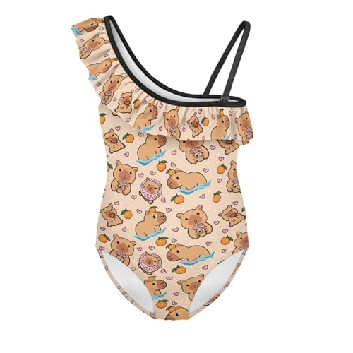 Image of Girls One Piece Swimsuits Size 3-14 Trendy Ruffle Bathing Suit Casual Hawaiian Summer Beach Swimwear
