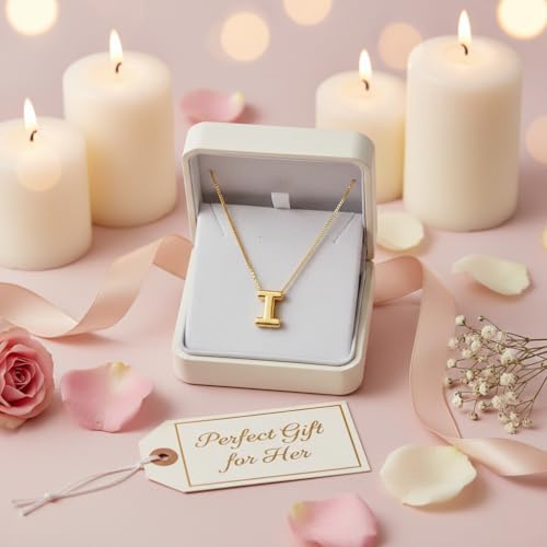 Image of Personalized Bubble Letter Initial Necklace, 14K Gold Plated, Dainty Pendant for Women, Trendy Gold Jewelry
