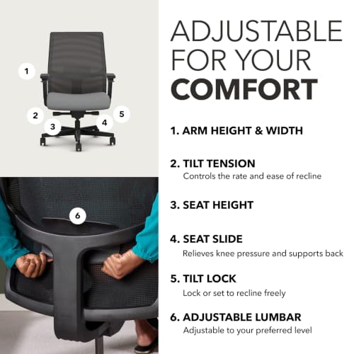 Image of HON Ignition 2.0 Big and Tall Ergonomic Office Chair, Desk Chair, Ash