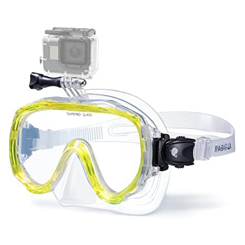 RABIGALA Diving Mask Snorkel Scuba Mask for Adults Diving Swimming with Silicone Skirt and for Junior Men and Women (Transparent Yellow) Cover