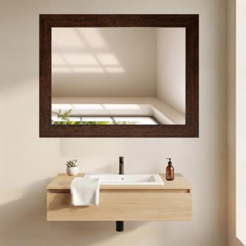 Image of Creative Arts n Frames Wall Decor Hand Crafted Wooden HD Wall Mirror Panel for Living Room Bedroom Lobby Modern Wall Decor Home Decor Items (Regular Chocolate 14x22 inch Framed HD Mirror)