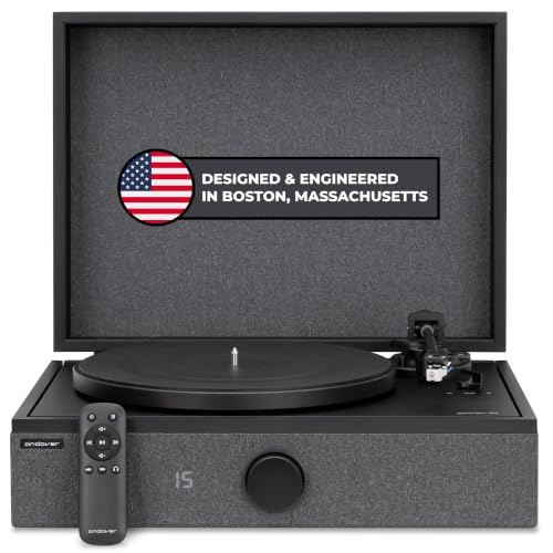 Andover Audio SpinPlay Premium All-in-One Record Player for Vinyl Record Playback - Semi-Automatic Auto Power-On and Auto-Stop Integrated Sound System with 270 Speaker Array - Black