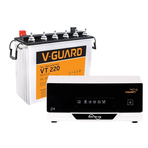 Image of V-Guard Inverter & Battery Combo (Smart Pro 1200 Inverter, VT 220 (205 Ah Tall Tubular Battery)) for Home, Office & Shops