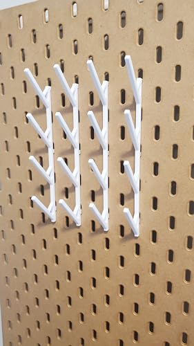 'Just Hanging' Thread Display Storage, Compatible with IKEA SKADIS Pegboards. (Glossy White, 4Pack, 4Spot Spools)